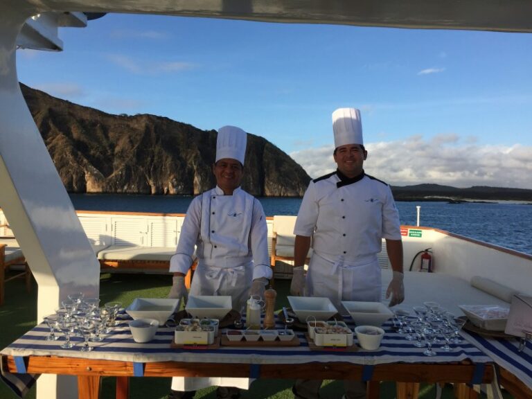 Cooking demonstrations on board Ecoventura's yacht in the Galapagos Islands