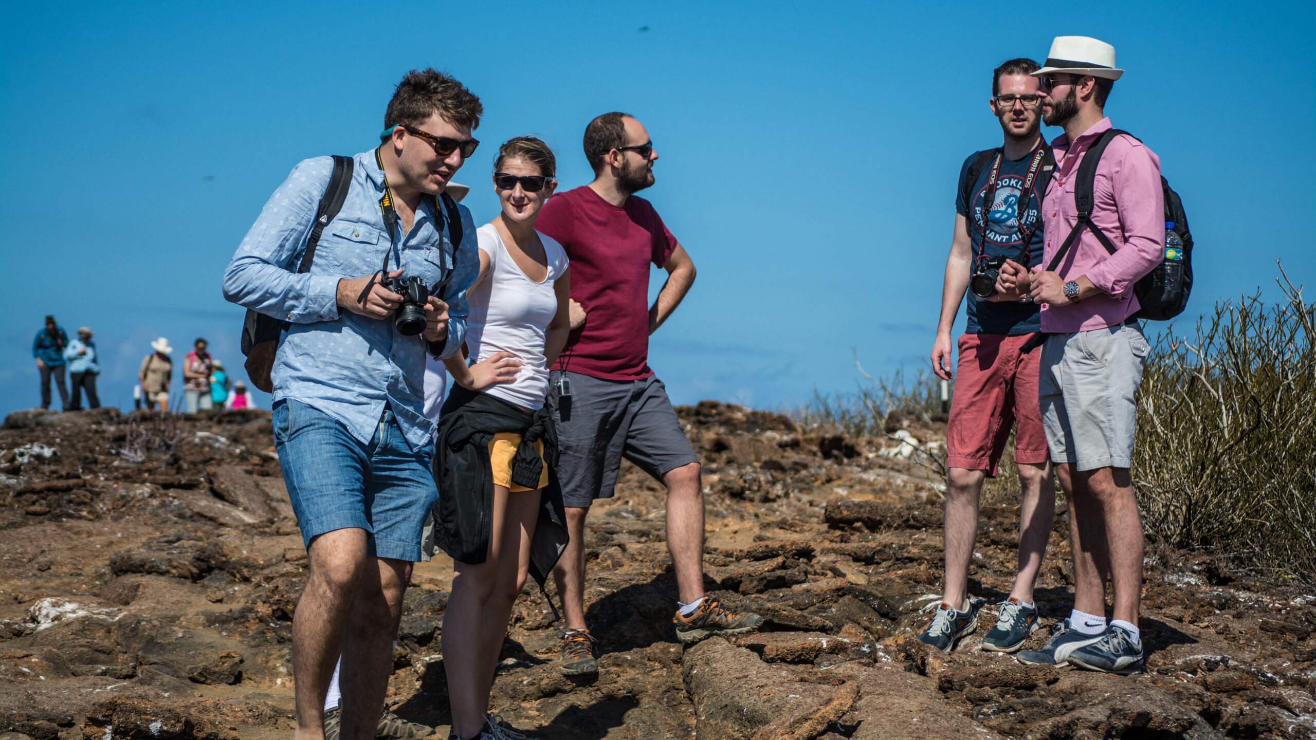 Ecoventura guests hiking in the Galapagos Islands