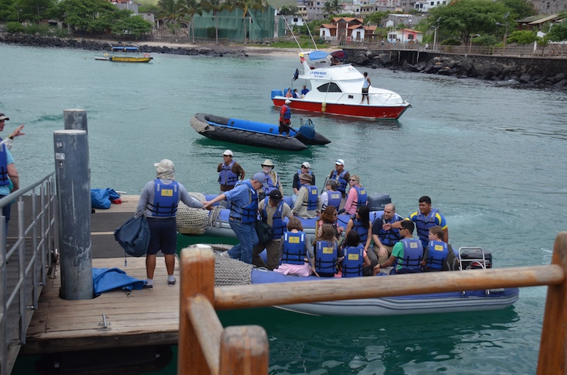 Ecoventura guests boarding panga